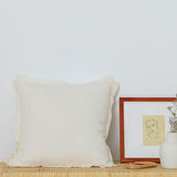 Cotton Linen Plain Cushion Cover 50x50cm Pillow Cover Ivory Mustard Green Blue Fringed for Home Decoration Bed Sofa Couch - shopwishi 