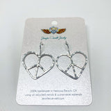 Heart Shaped Peace Sign Earrings - Small