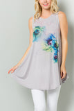 Sleeveless Tunic Dress With Floral Print Sublimation