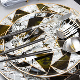 Luxury Bone China Tableware Set Ceramic Restaurant Plate Western Food Plate Set Knife Fork Spoon and Plate Mat SZ-TW21010103
