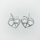 Heart Shaped Peace Sign Earrings - Small