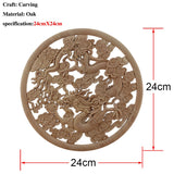 Chinese Dragon and Phoenix Mascot Unpainted Retro Line Wood Decals