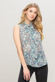 Mint Paisley Print Top with Neck Tie - shopwishi 