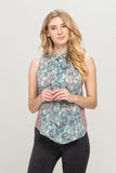 Mint Paisley Print Top with Neck Tie - shopwishi 