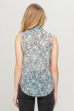 Mint Paisley Print Top with Neck Tie - shopwishi 