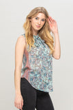 Mint Paisley Print Top with Neck Tie - shopwishi 