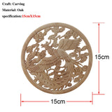 Chinese Dragon and Phoenix Mascot Unpainted Retro Line Wood Decals
