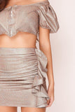 Gold Frill Mini Skirt - shopwishi 