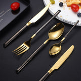 Spklifey Dinnerware Gold Spoon Cutlery Set Fork Spoon Steel Cutlery Set Steak Knife Stainless Steel Cutlery Dinnerware Set