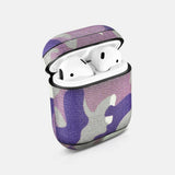 Camo Purple Premium Leather AirPods 1 & 2 Case Hook Series - shopwishi 