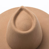 Classical Wide Brim Porkpie Fedora Hat Camel Black 100% Wool Hats
