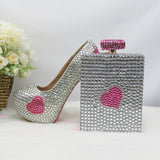 BaoYaFang Fashion Round Toe Shoe and Bag Set Woman Weding Shoes Bride High Heel Pumps Evening Party Dress Shoes Female Big Size