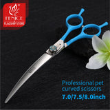 Fenice 7.0 7.5 8.0 Inch Professional Black Grooming Scissors Curved Shear
