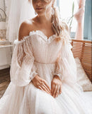 Smileven Boho Wedding Dress Puff Sleeves Bridal Gowns Backless Off the Shoulder Vestido De Noiva Lorie Wedding Gowns