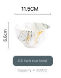 Nordic Creative Bronzing White Gray Marble Pattern Ceramic Tableware Set