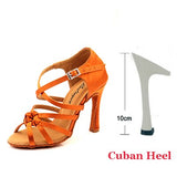 Ladingwu Bronze Silk Satin Latin Dance Shoes