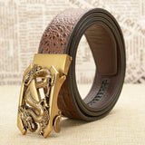 Fashion Crocodile Pattern Belt Luxury Alligator Automatic Buckle Men's Belts Dragon Buckle  Strap Novelty Four Color