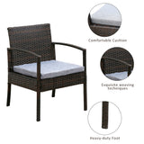 4 PCS Outdoor Patio Rattan Wicker Furniture Set With Table Sofa Cushioned Light Grey