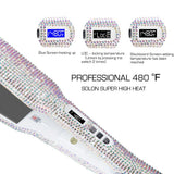 480 Degrees Flat Iron Hair Straighteners Bedazzled Crystal Bling Irons Flat Iron Hair Styler