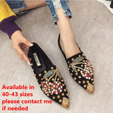SWYIYV Woman Flats Shoes Rhinestone Cherry Spring