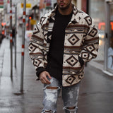 Winter Stylish Digital Printed Geometric Pattern  Aztec Style Jacket Coat for Men