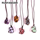 Natural Crystal Quartz Necklace Pocket Pendant with Weave Rope Net