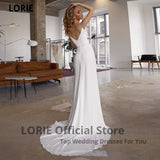 LORIE White Mermaid Wedding Dresses Soft Satin Beach Bridal Gowns