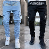 NS041plus Size Pants for Men 2021 Reflective Straight  Elastic Force Autumn Cargo Men's Pants & Trousers