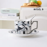 Bone China Tea Mug Coffee Cup Set With Golden Handle Drinkware Set