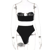 New Arrival Sleeveless Tube Top 2 Piece Bikini Beach Wear Women Clothing