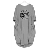 Fashion T-Shirt for Women Pocket WIFE MOM BOSS Letters Print Tshirt Plus Size Tops Graphic Tees Women Off The Shoulder