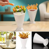 Kitchen Serving Tool Snack Cone Stand + Dip Holder