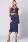 SOLID HIGH WAIST MIDI SKIRT SET