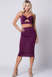 SOLID HIGH WAIST MIDI SKIRT SET