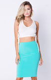 HIGH WAIST SOLID MIDI SKIRT