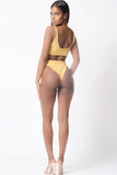 SOLID TIE FRONT HIGH WAIST UNDIE SET