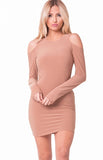 COLD SHOULDER SOLID MINI DRESS