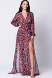 LONG SLEEVE PRINT MAXI DRESS