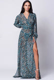 LONG SLEEVE PRINT MAXI DRESS