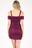 SPAGHETTI STRAPS RUCHED MINI DRESS