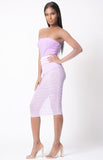 MESH RUCHED MIDI SKIRT