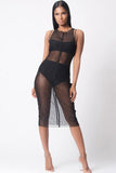 RACER BACK MESH MIDI DRESSj