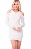COLD SHOULDER SOLID MINI DRESS