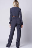 SELF TIE COLOR BLOCKED TWO PIECE SET