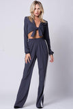 SELF TIE COLOR BLOCKED TWO PIECE SET