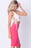 HIGH WAIST SOLID MIDI SKIRT