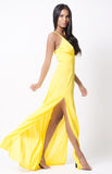 V NECK DOUBLE SLIT MAXI DRESS