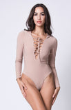 LACE UP HOODIE SOLID BODYSUIT