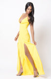 V NECK DOUBLE SLIT MAXI DRESS
