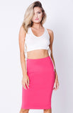 HIGH WAIST SOLID MIDI SKIRT